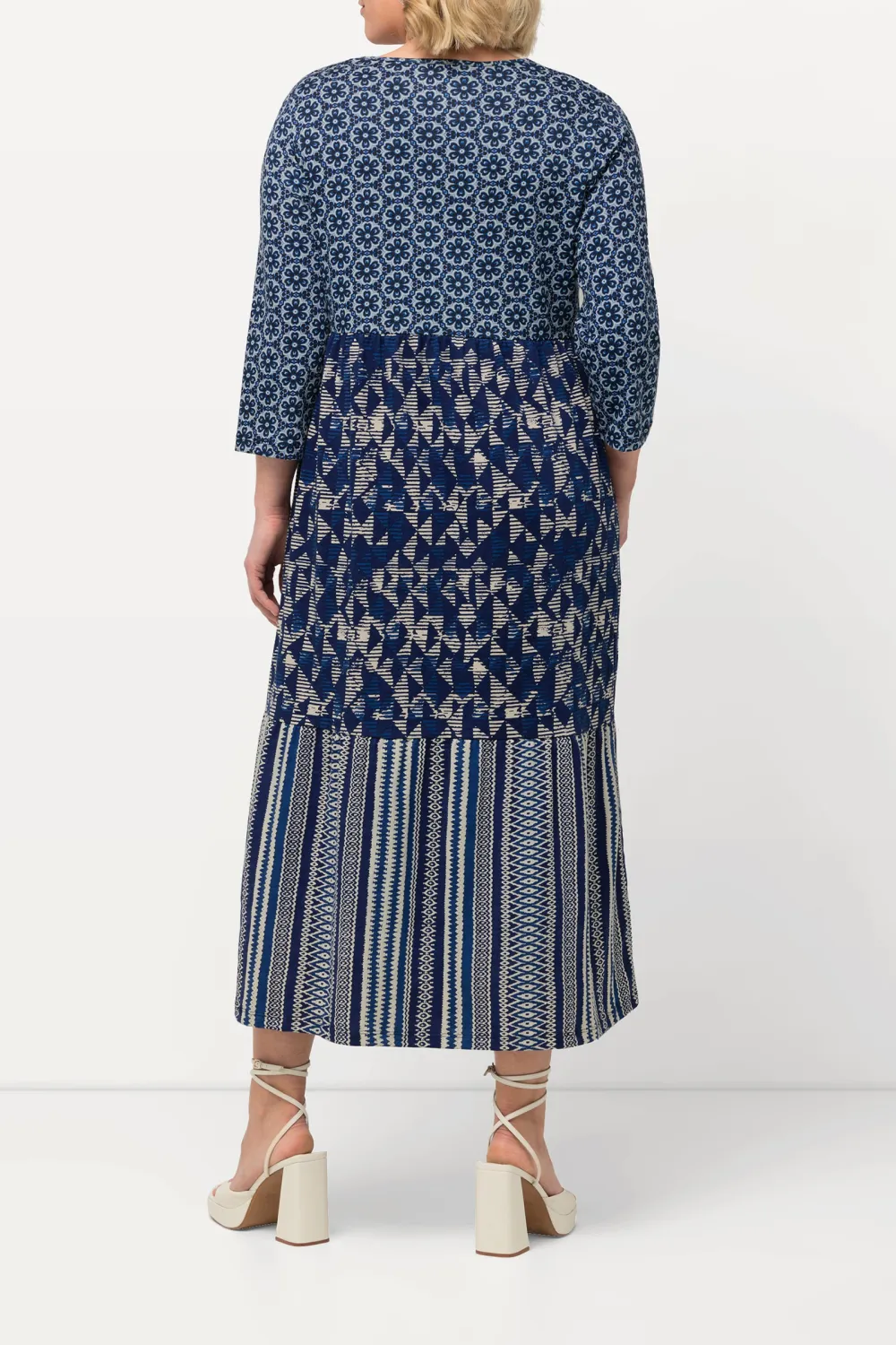 Geometric Printed Color Blocked Dress