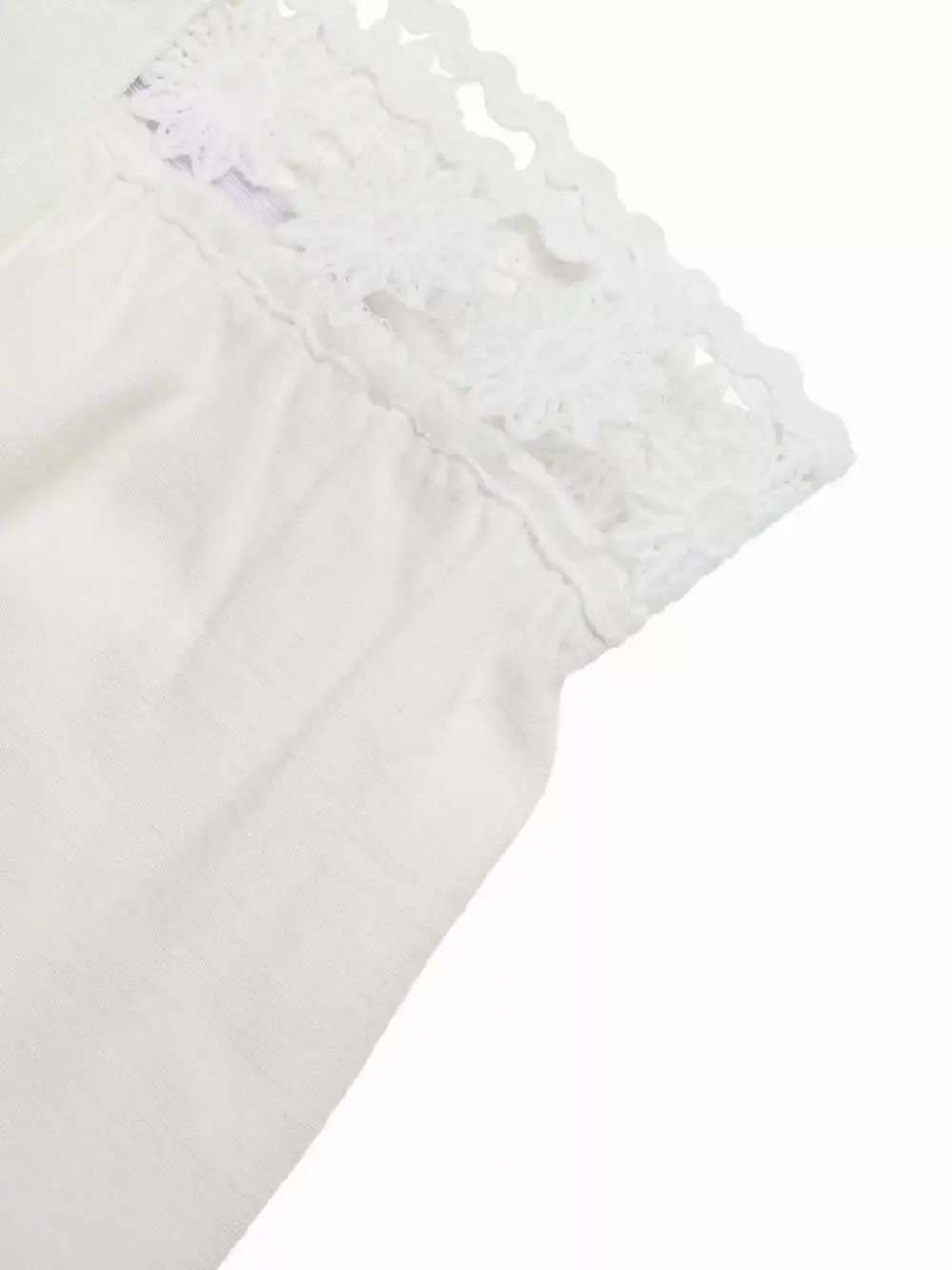 High Waist Wide Leg Pants with Crochet Trim