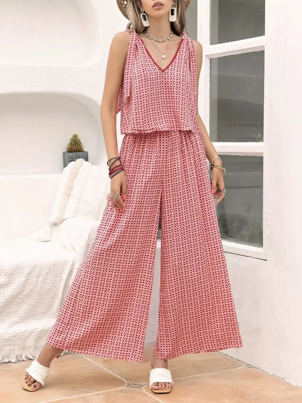 Shoulder Gingham Jumpsuit