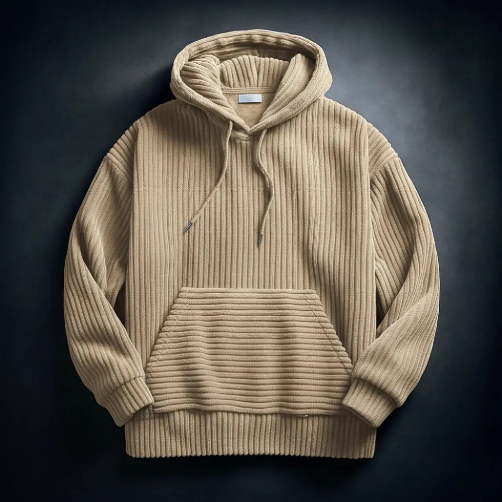 Corduroy Pullover Hooded Sweatshirt