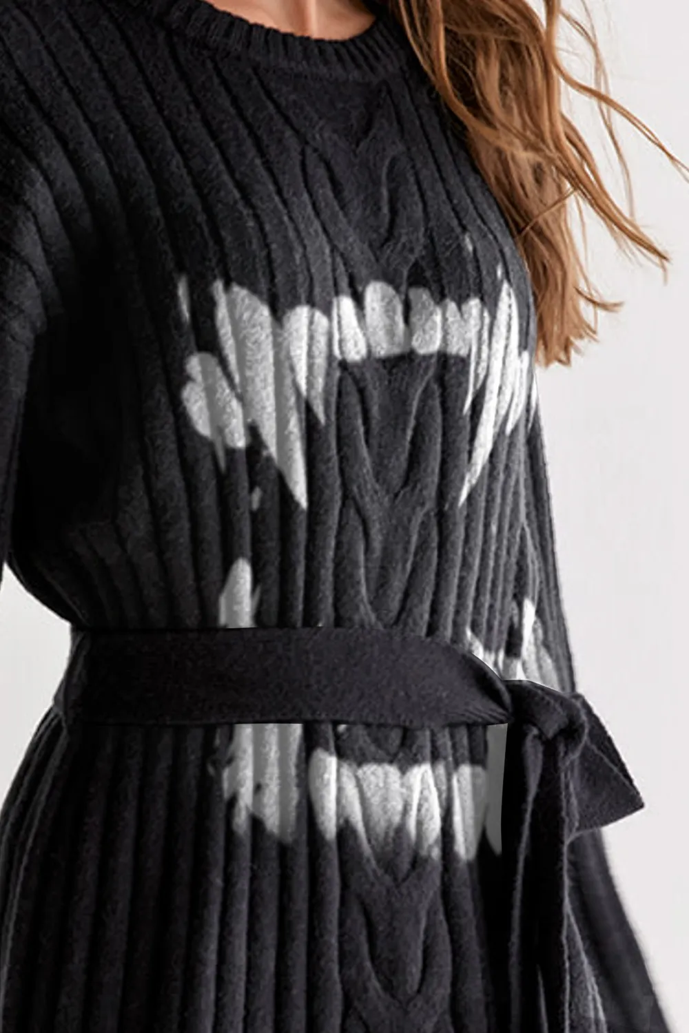 Diane Cable Knit Tie Waist Mini Dress