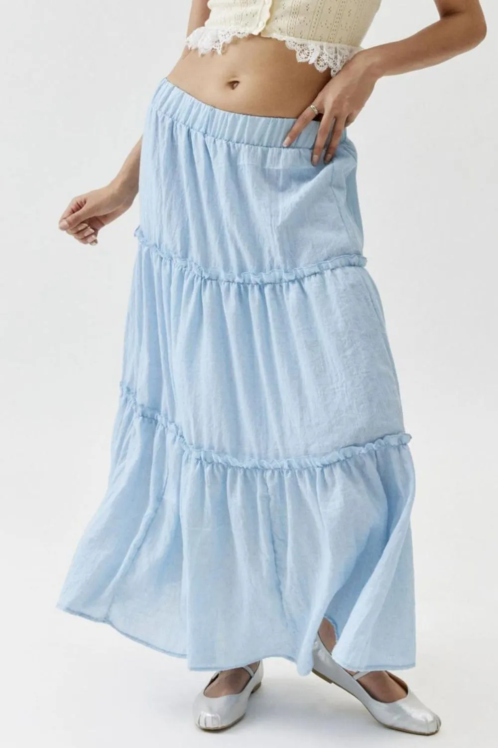 Frill Elastic Waist Mystique Skirt
