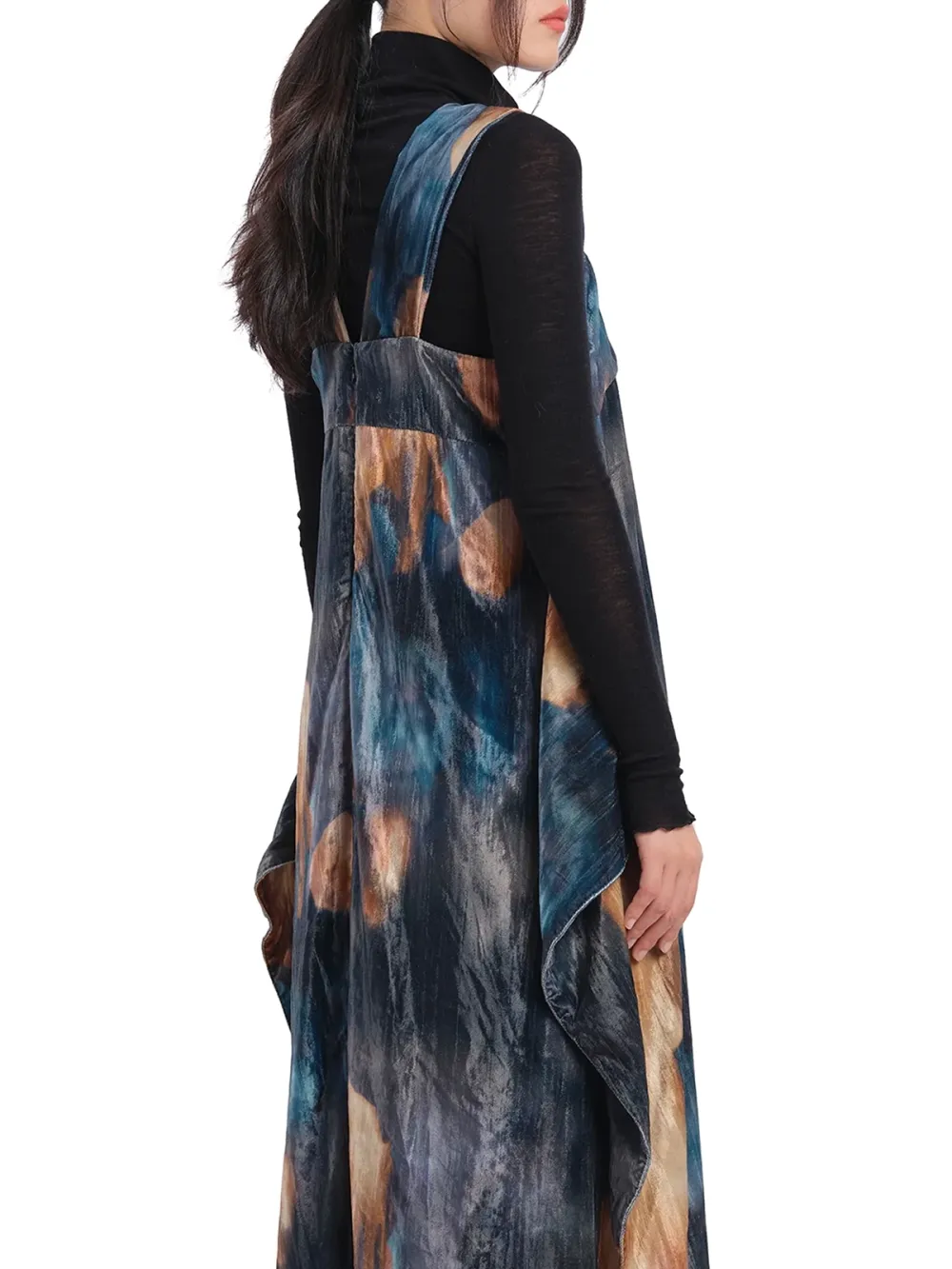 Layered Print Sleeveless Midi Dress
