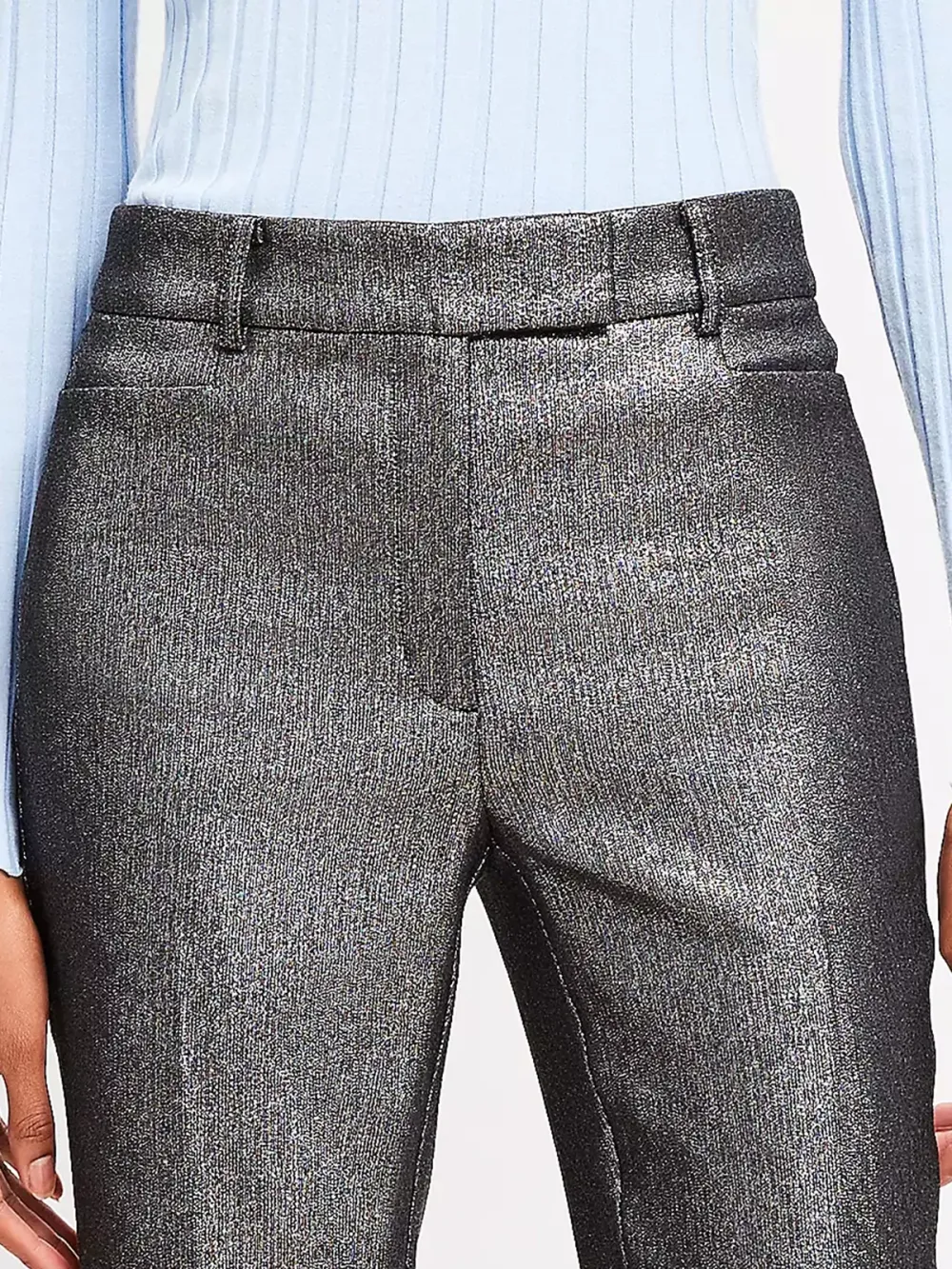 Straight Pants In Metallic Texture
