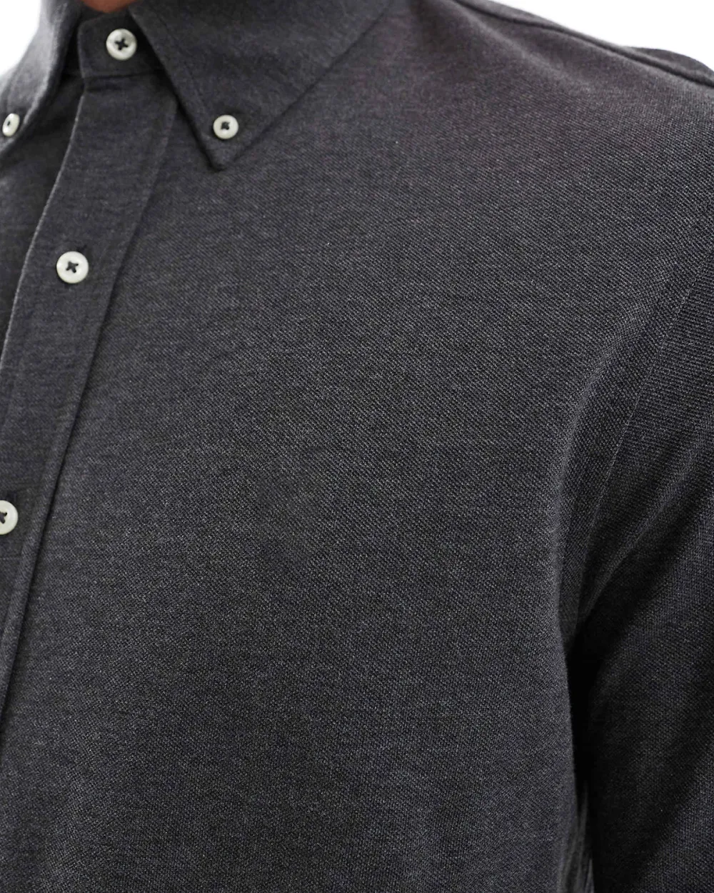 Pique Shirt In Charcoal Marl