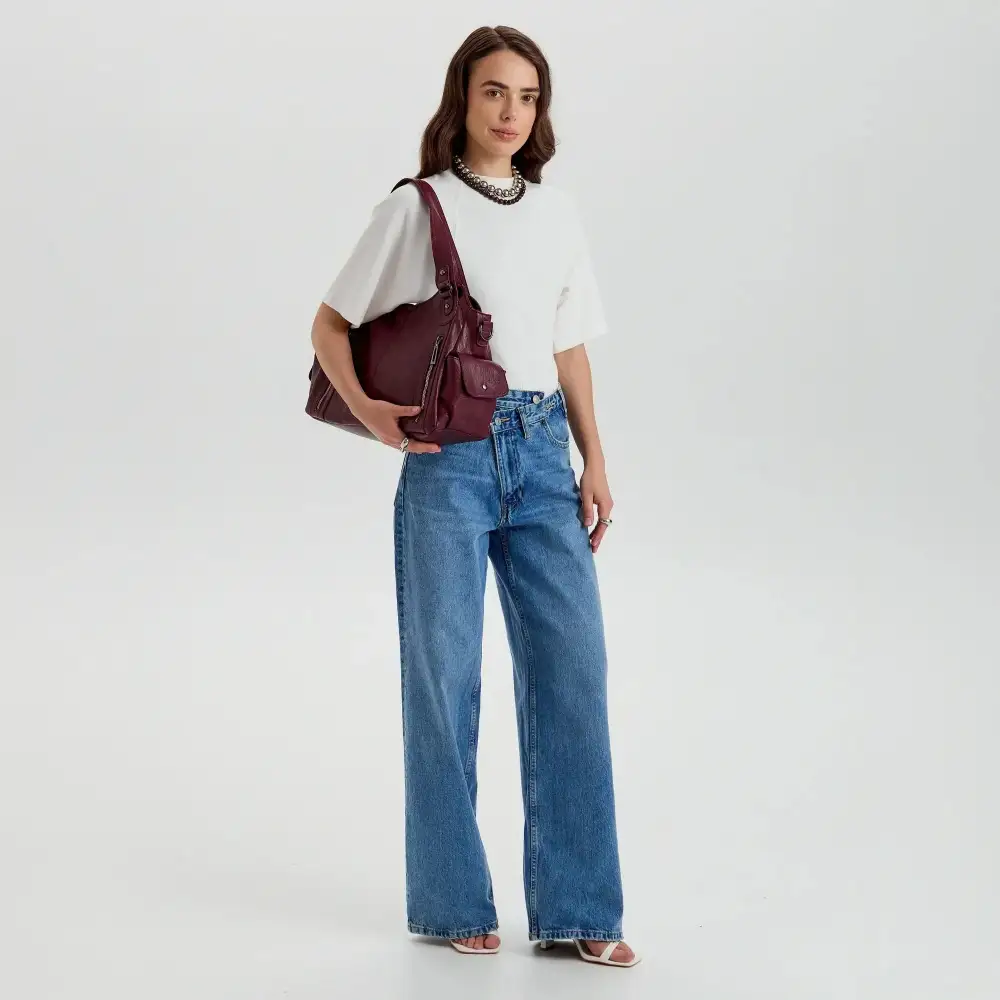 Pocket Front Leather Crossbody Bag