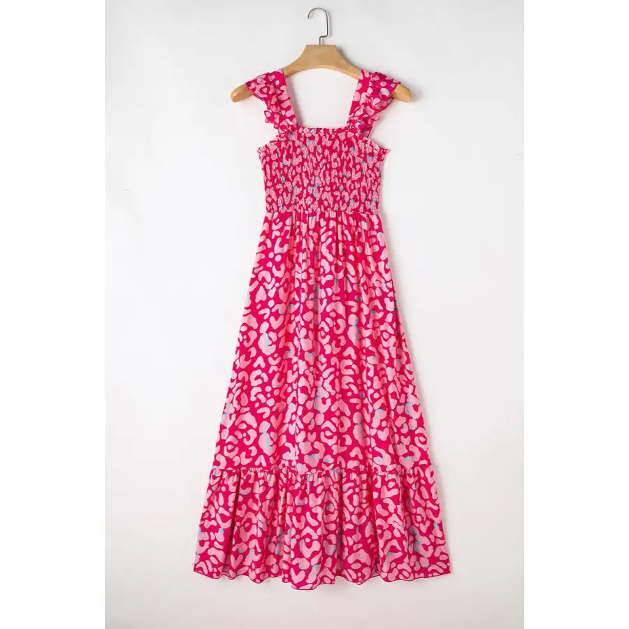 Ruffled Printed Wide Strap Dress