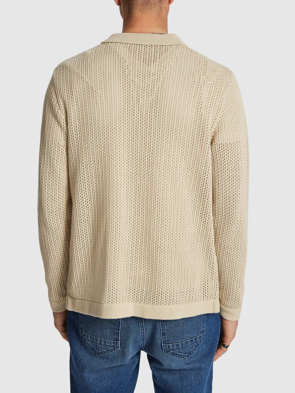 Beige Open Knit Cardigan