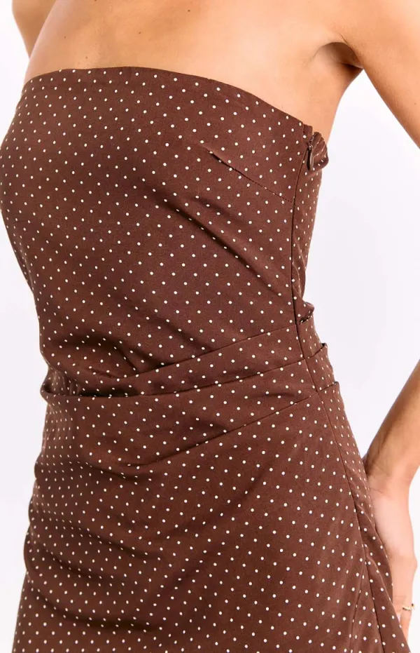 Polka Dot Strapless Bodycon Mini Dress