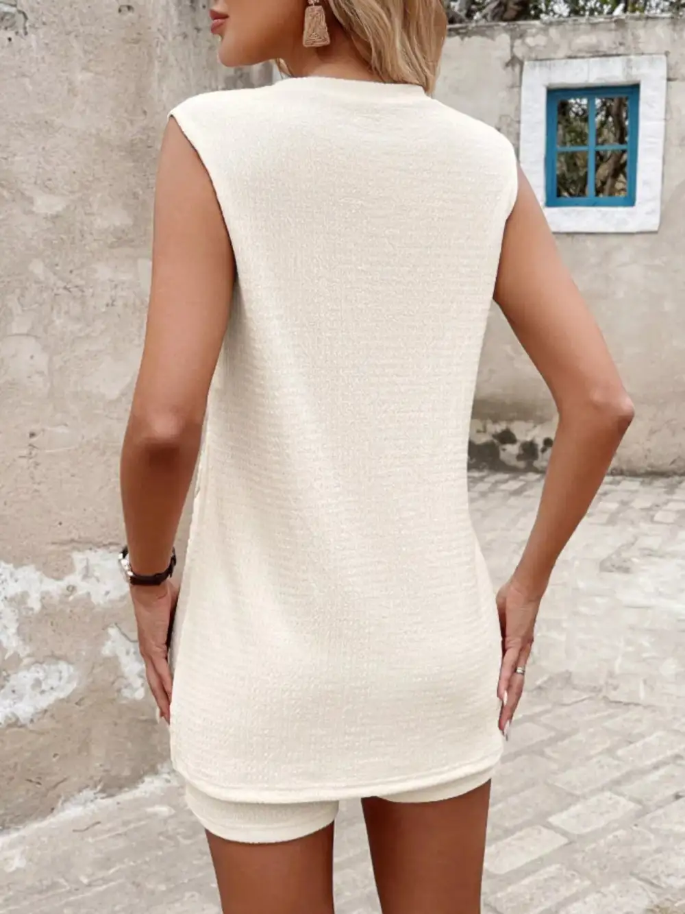 Side Slit Tank Top and Shorts Set