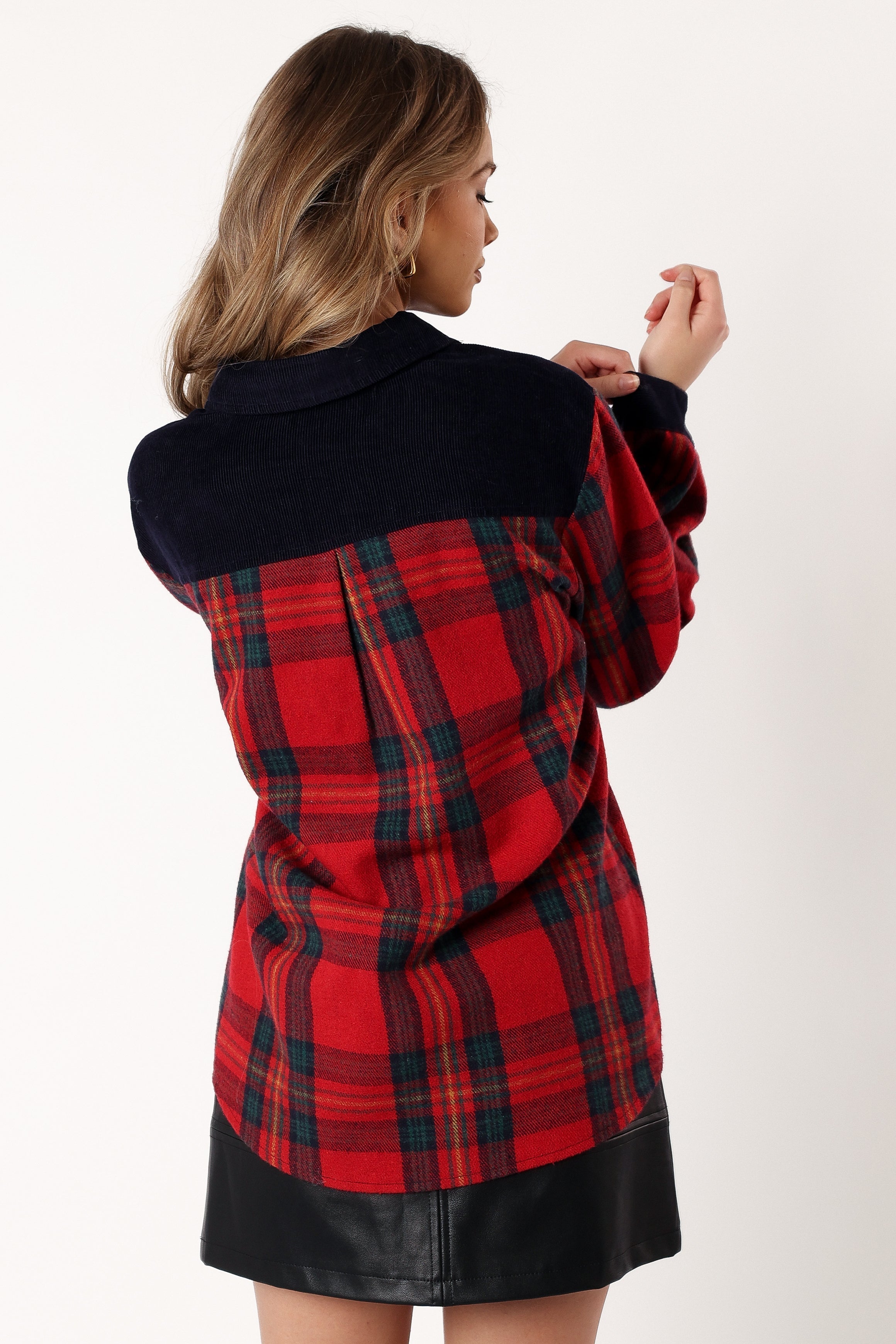 Lucille Plaid Shacket - Red/Navy