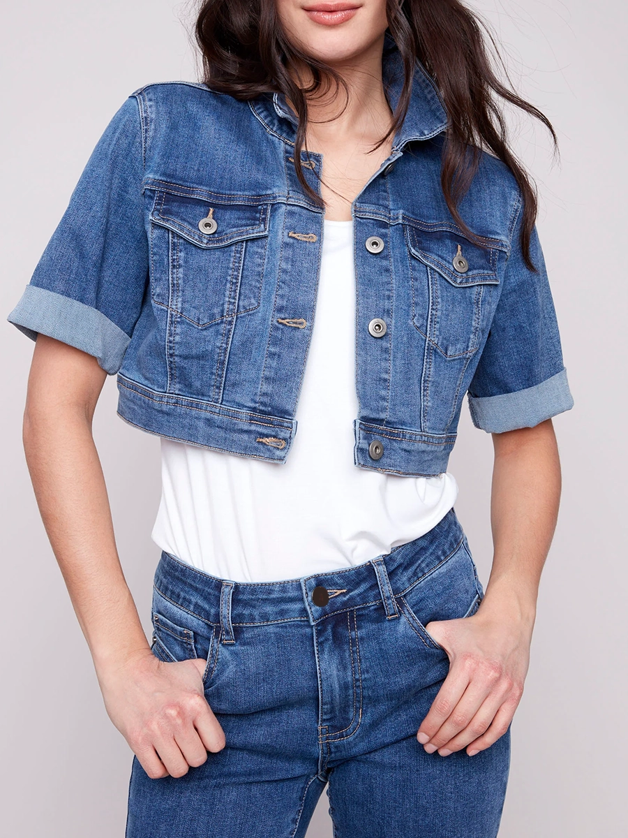 Creative Short Solid Color Basic Denim Jacket