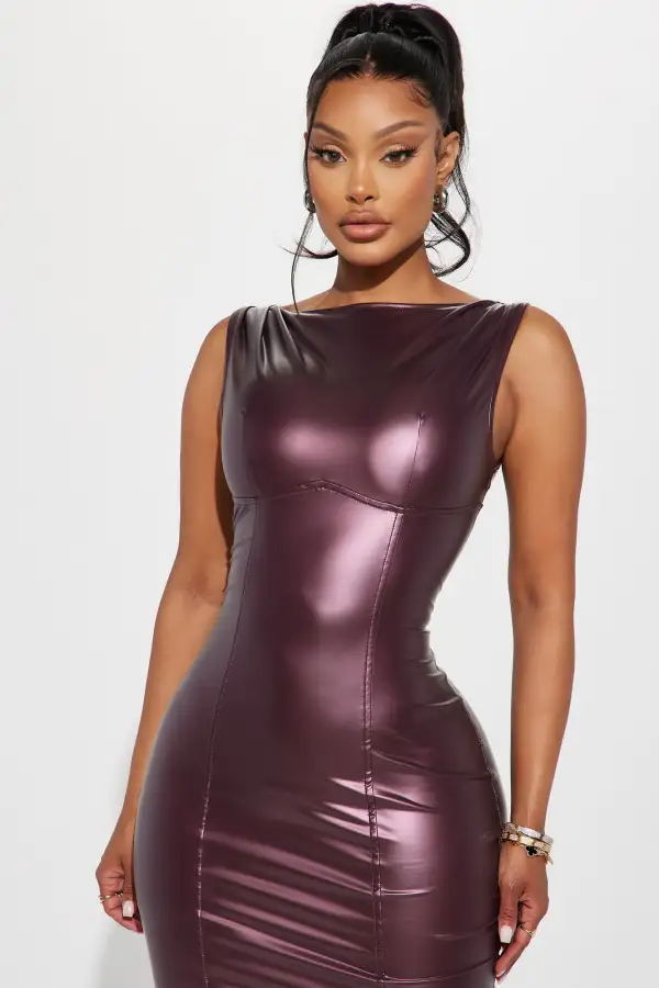 Legacy Faux Leather Maxi Dress - Burgundy