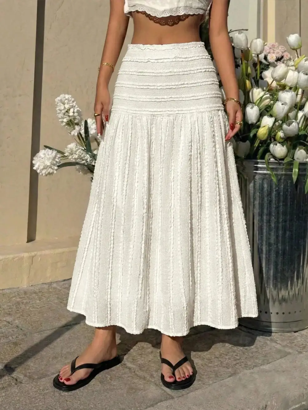 Modern Flared Line Detail Skirt