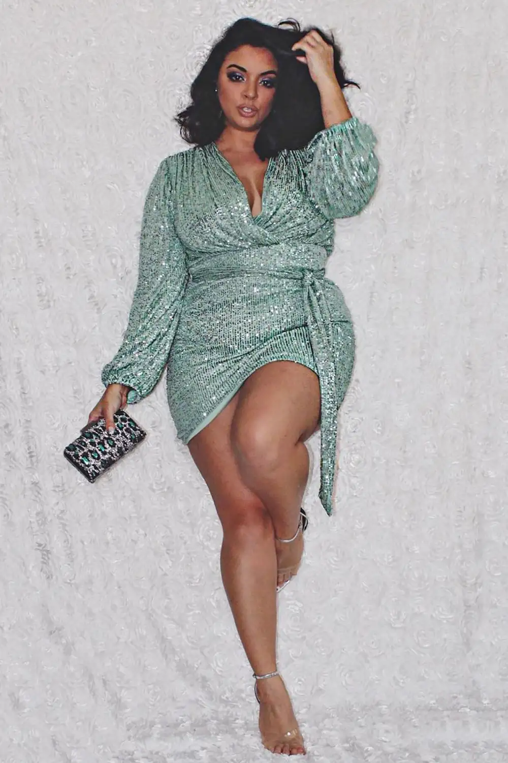 Seeing The Stars Sequin Mini Dress - Mint