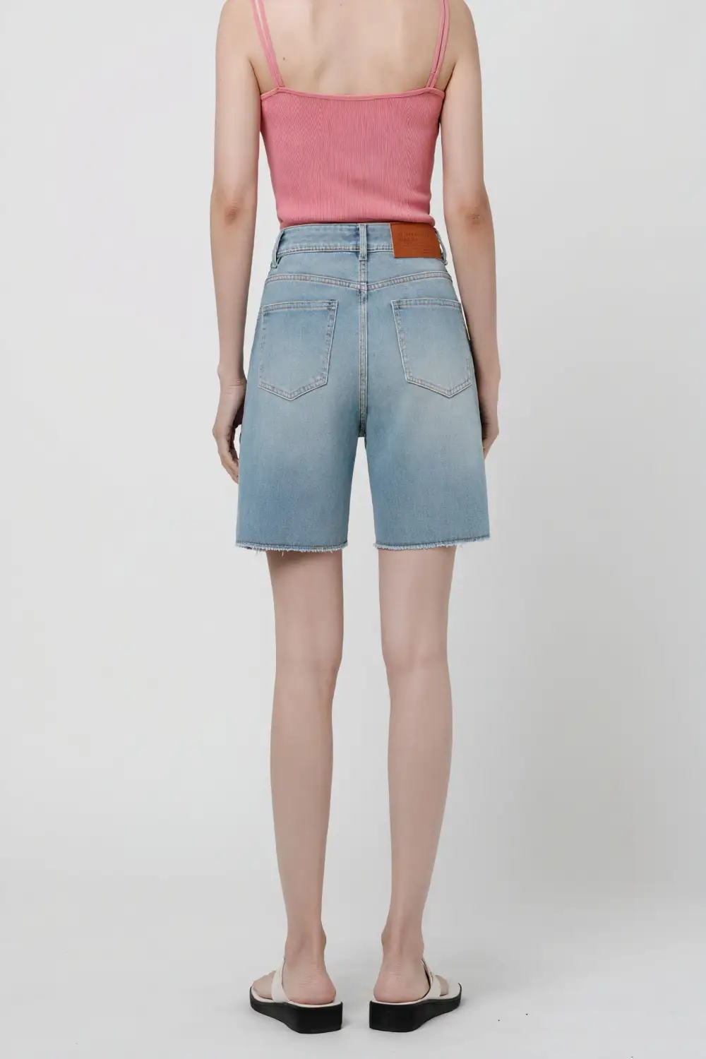 Washed Straight Leg Denim Shorts