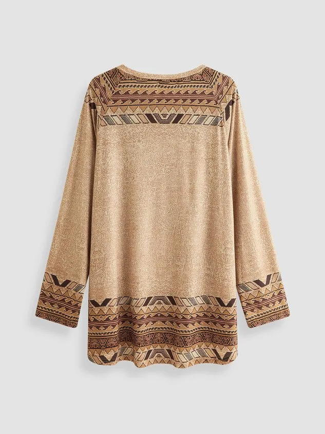 Geometric Loose Casual Long sleeve Top