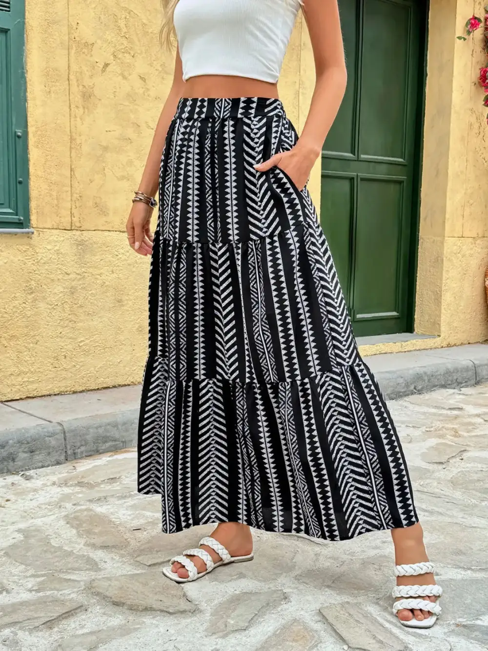 High Waist Printed Skirt
