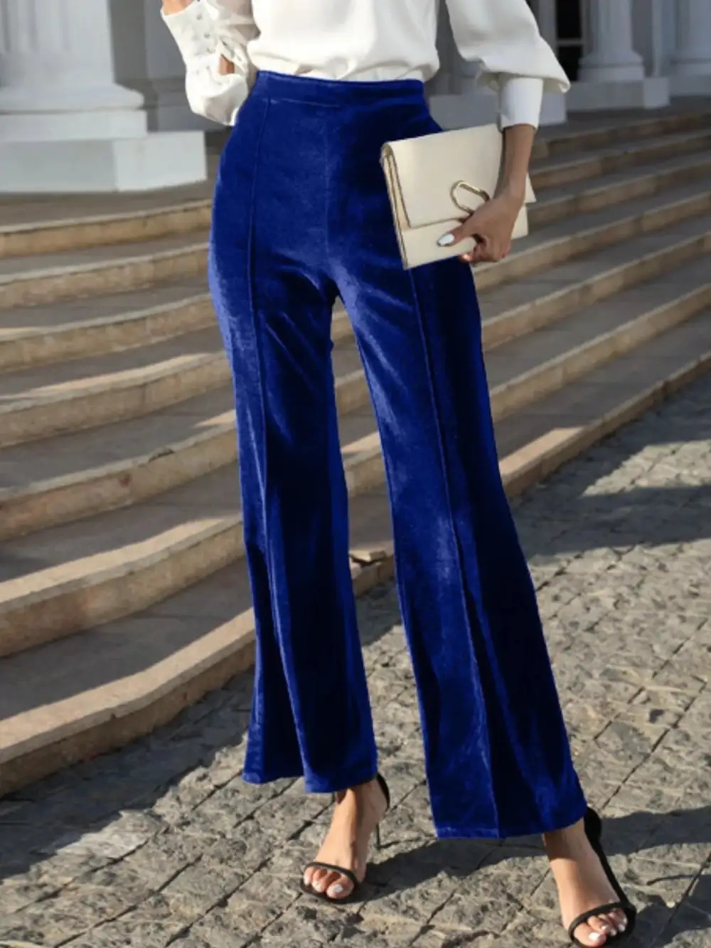 High Waisted Wide Leg Velvet Pants