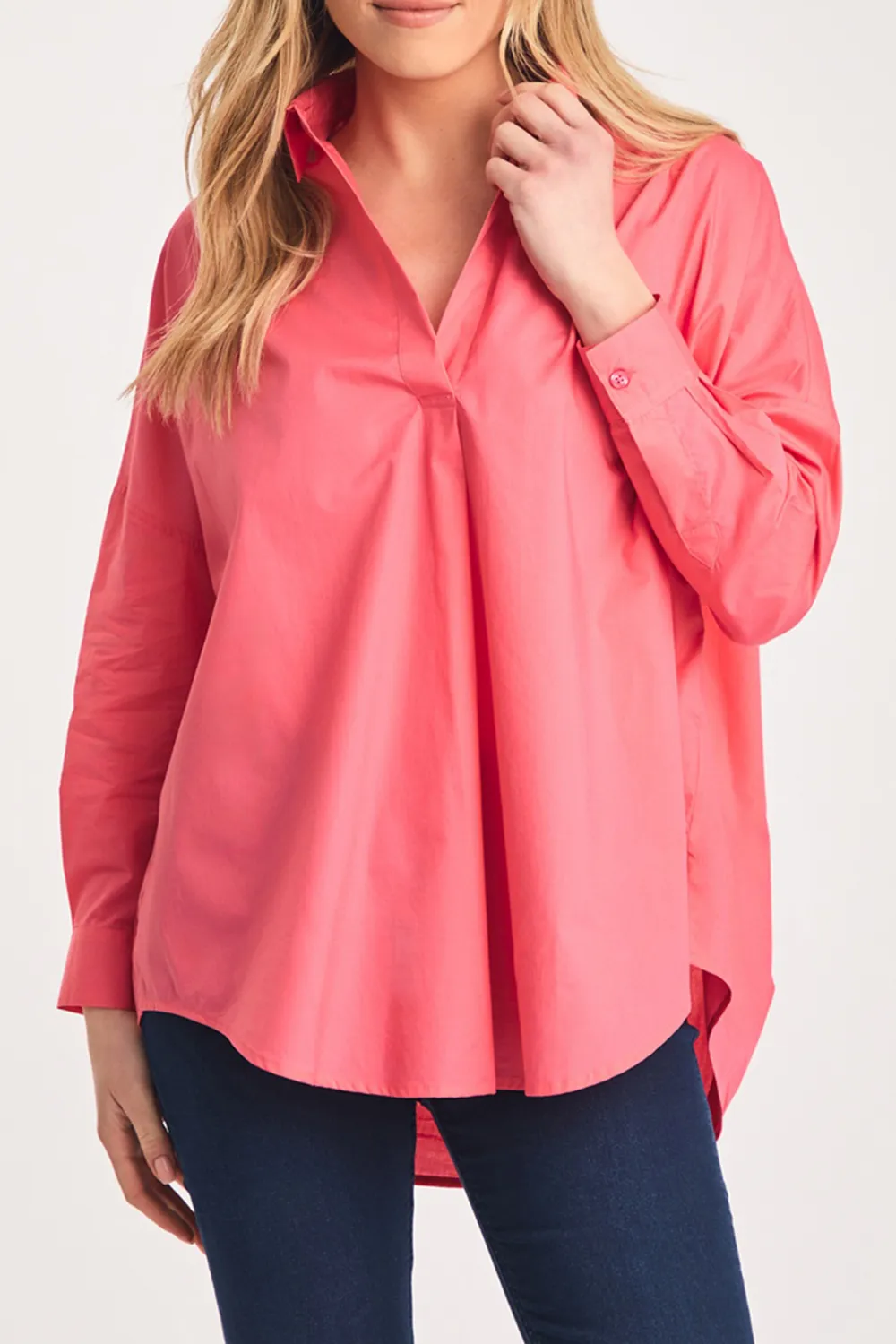 Cotton Loose Ladies Solid Color Casual Shirt