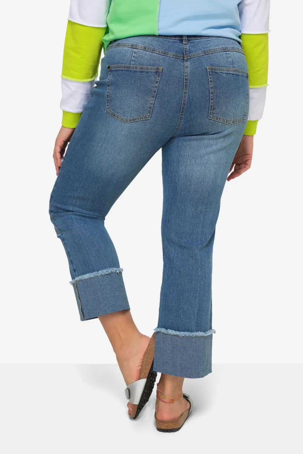 Roll Up Hem Spliced Jeans