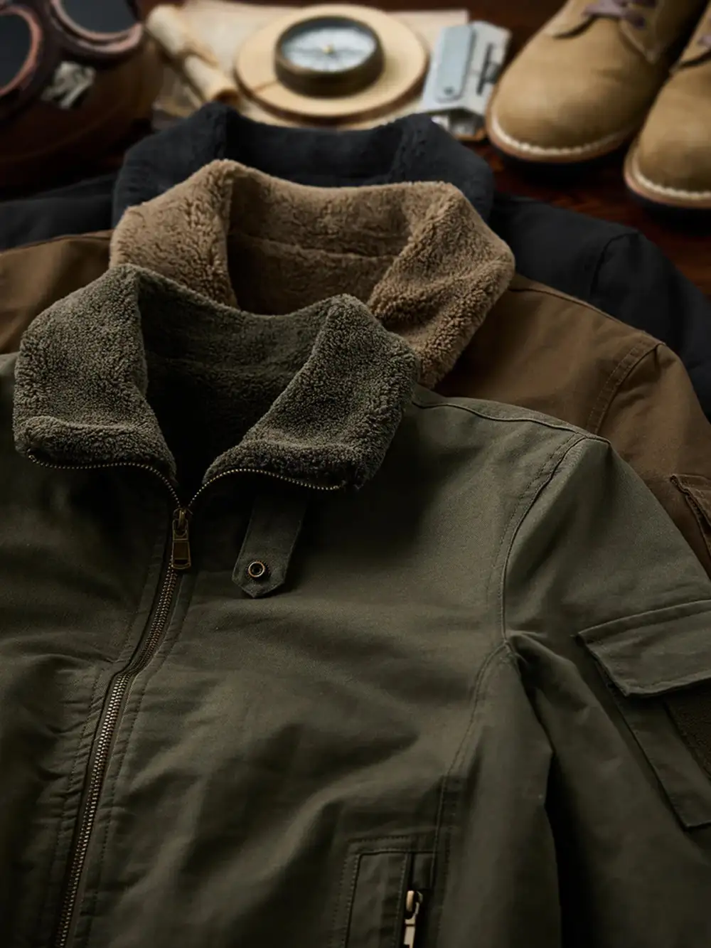 Men'S Fleece Lined Zip Front Bomber Jacket