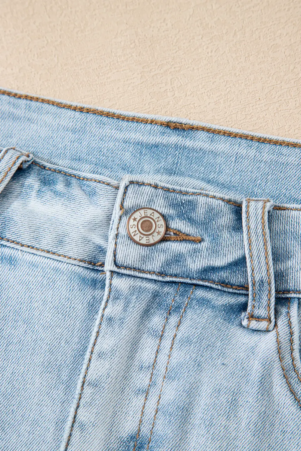 High Rise Distressed Raw Hem Denim Shorts