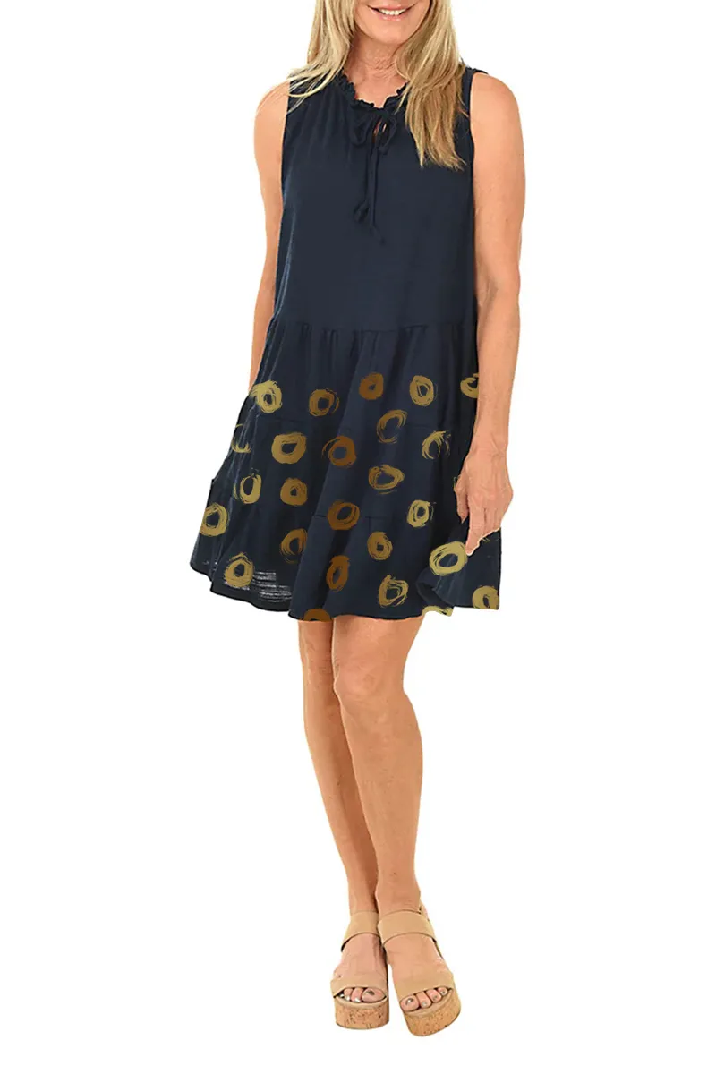 Sleeveless Ruffled Tie-Neck Dress