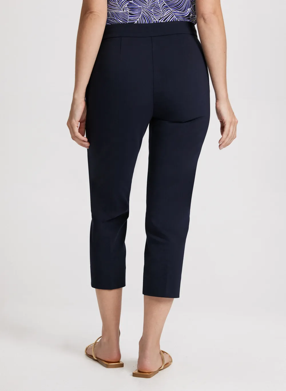 White Straight-Leg Three-Quarter Pants