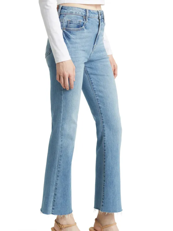 High Rise Straight Leg Denim Cargo Jeans Tall Inseam