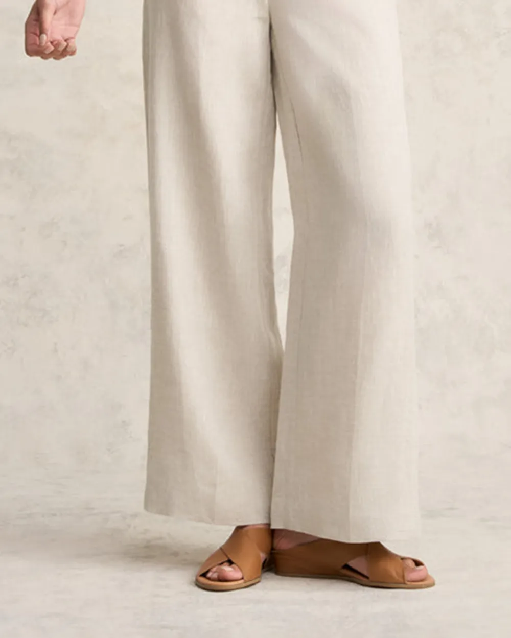Full Length Waist Tab Linen Pant