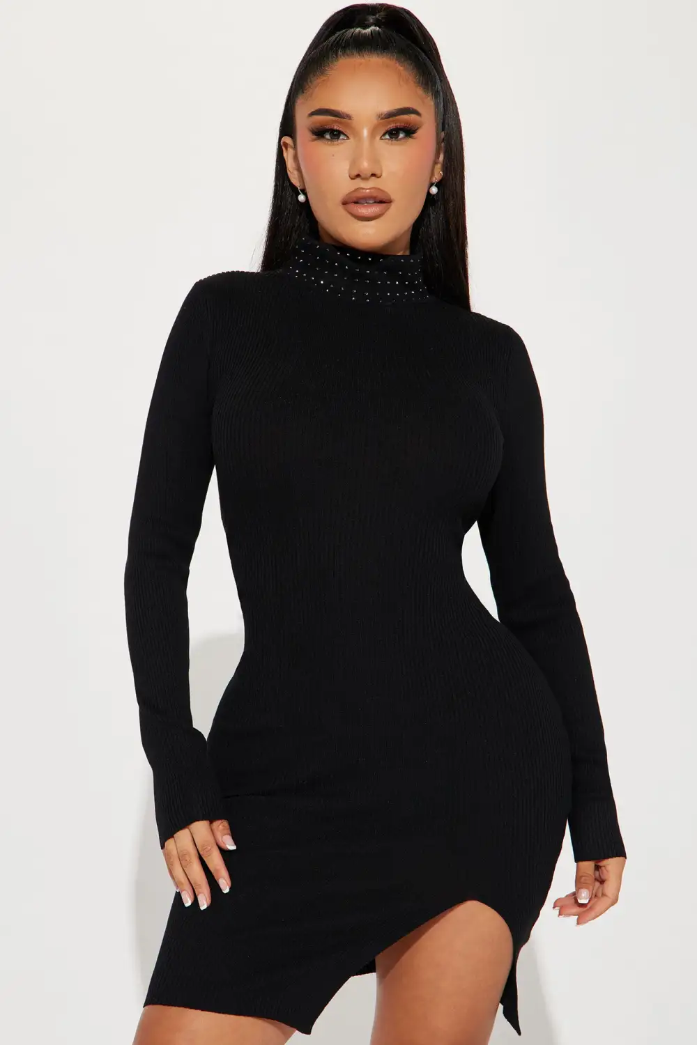 Truthful Desire Sweater Midi Dress - Black