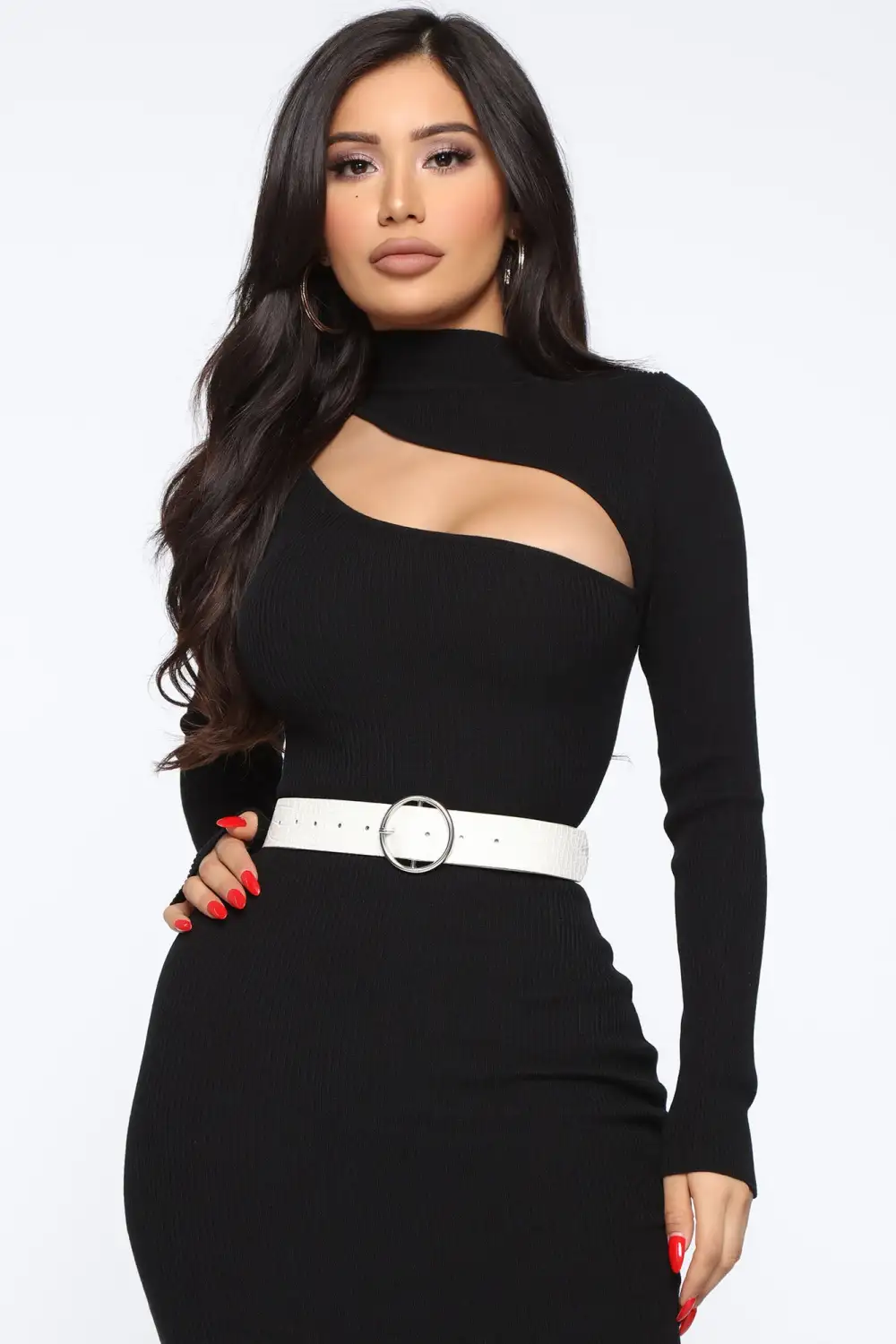 Making The Cut Midi Sweater Dress - Black