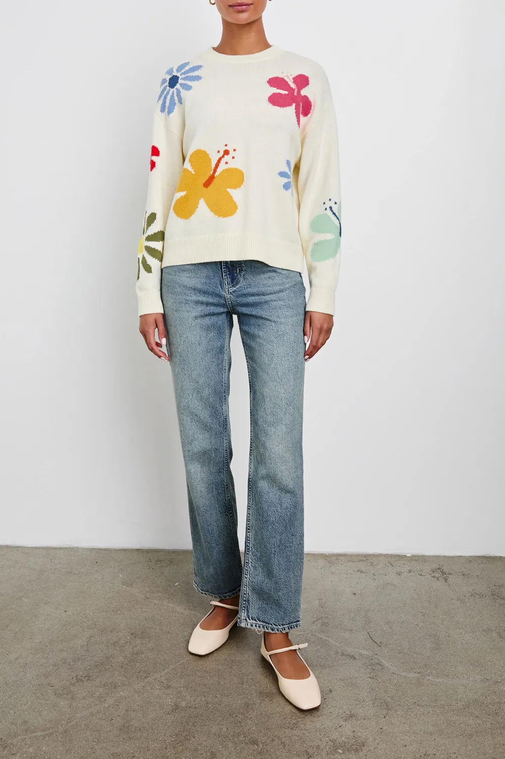 Cute Floral Embroidery Women's Loose Sweater