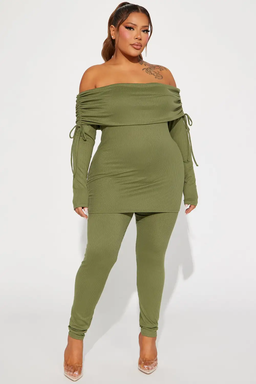 Pretty Girl Legging Set - Olive