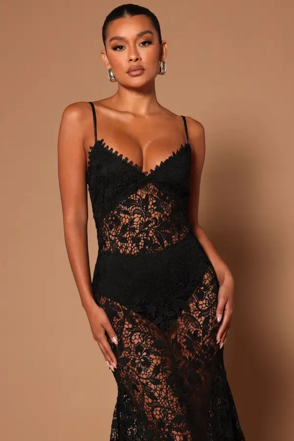 Anita Crochet Maxi Dress - Black