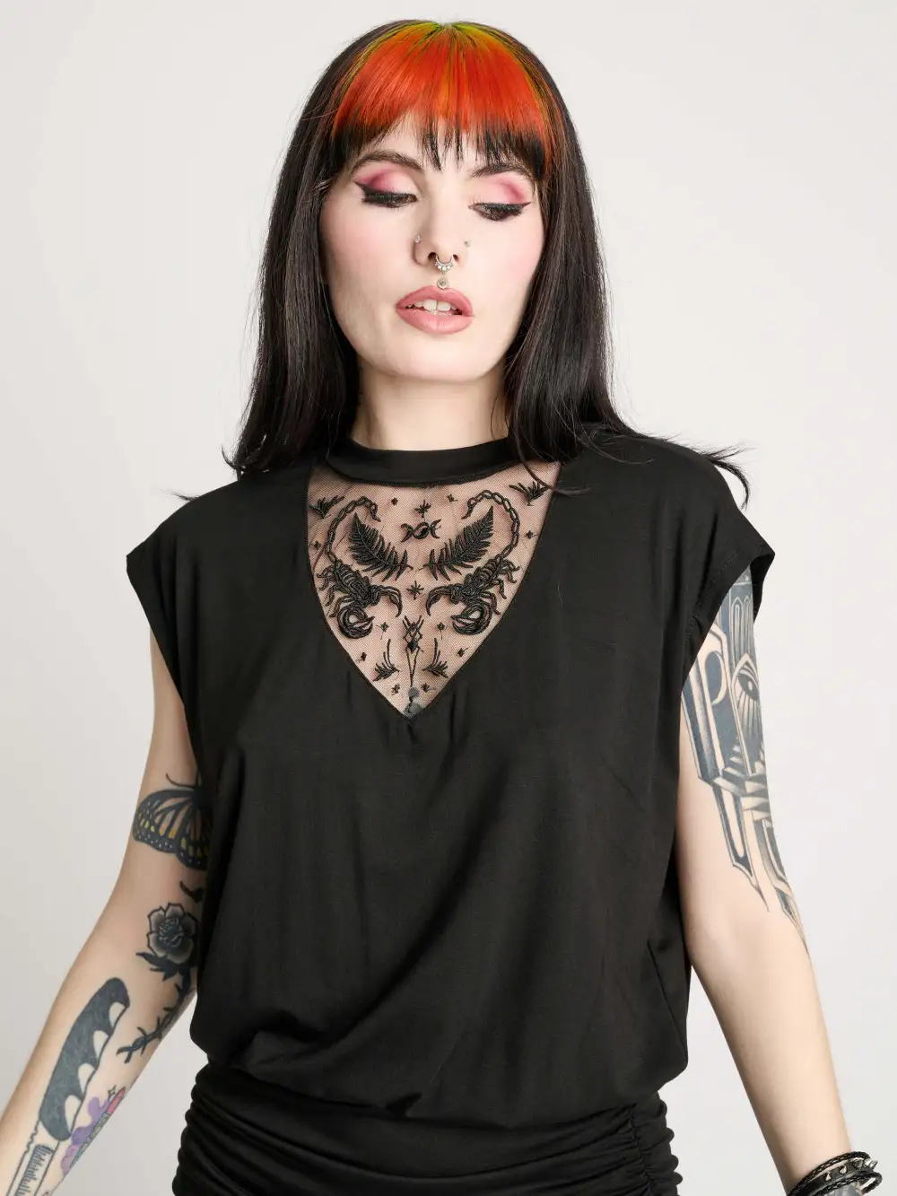 Embroidered Scorpion Blouson Dress