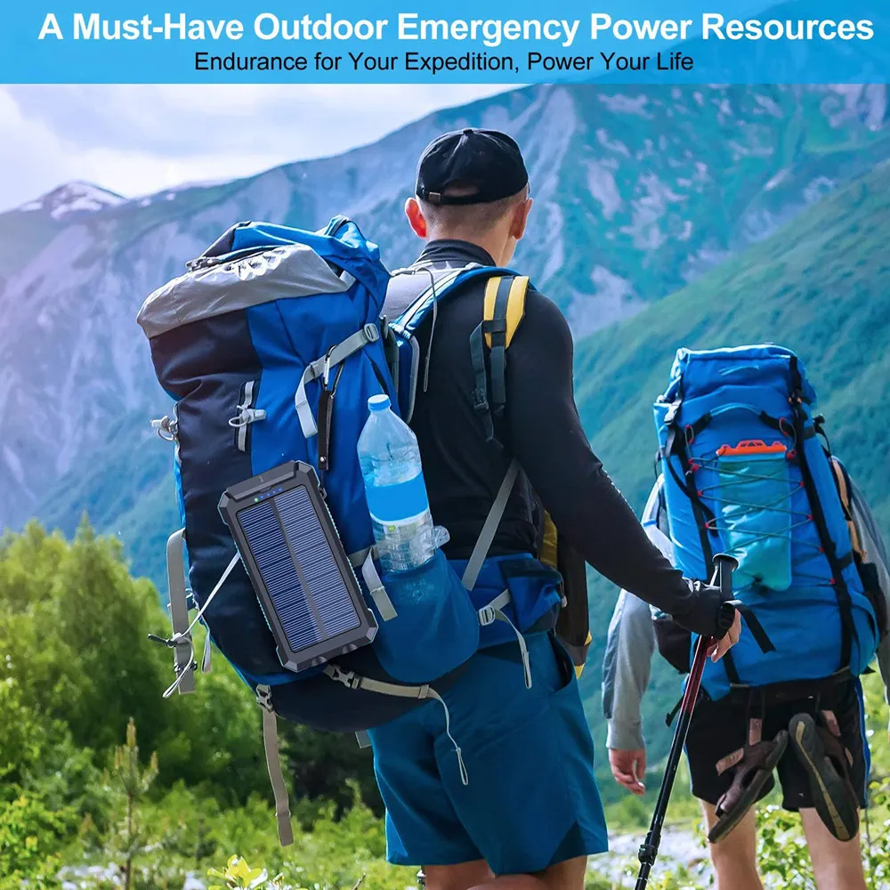 Outdoor multifunctional power bank, wireless charging, solar energy, flashlight