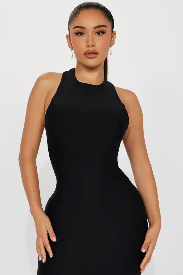 Luna Bandage Midi Dress - Black