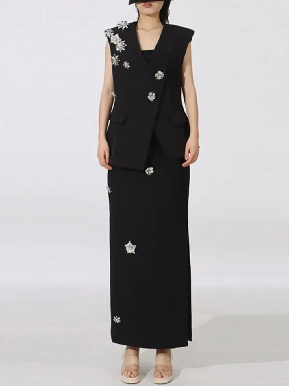 Sleeveless Flower Coordinated Set