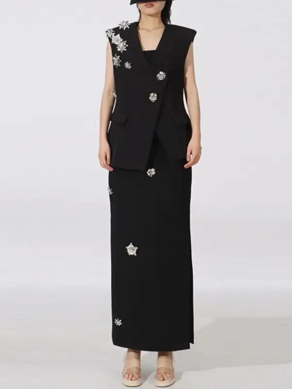 Sleeveless Flower Coordinated Set