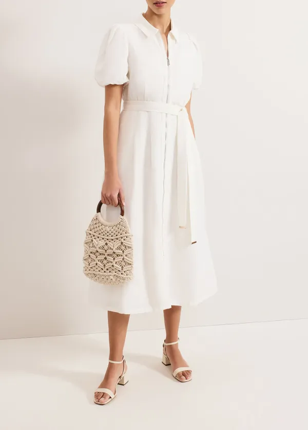 Simple Solid Color Linen Breathable Short-Sleeved Dress