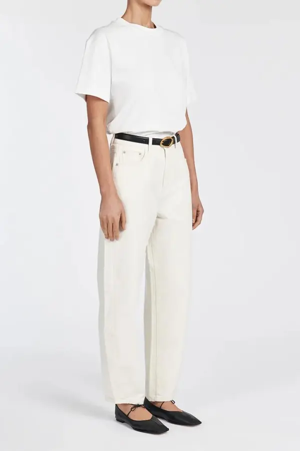 CREAM BARREL LEG JEAN