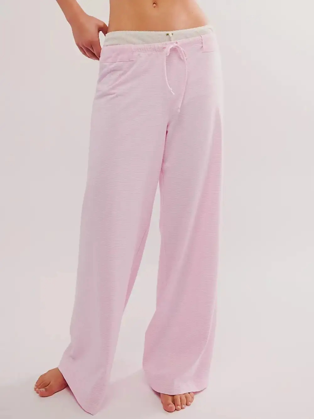 Relaxed Drawstring Striped Wide Leg Pants