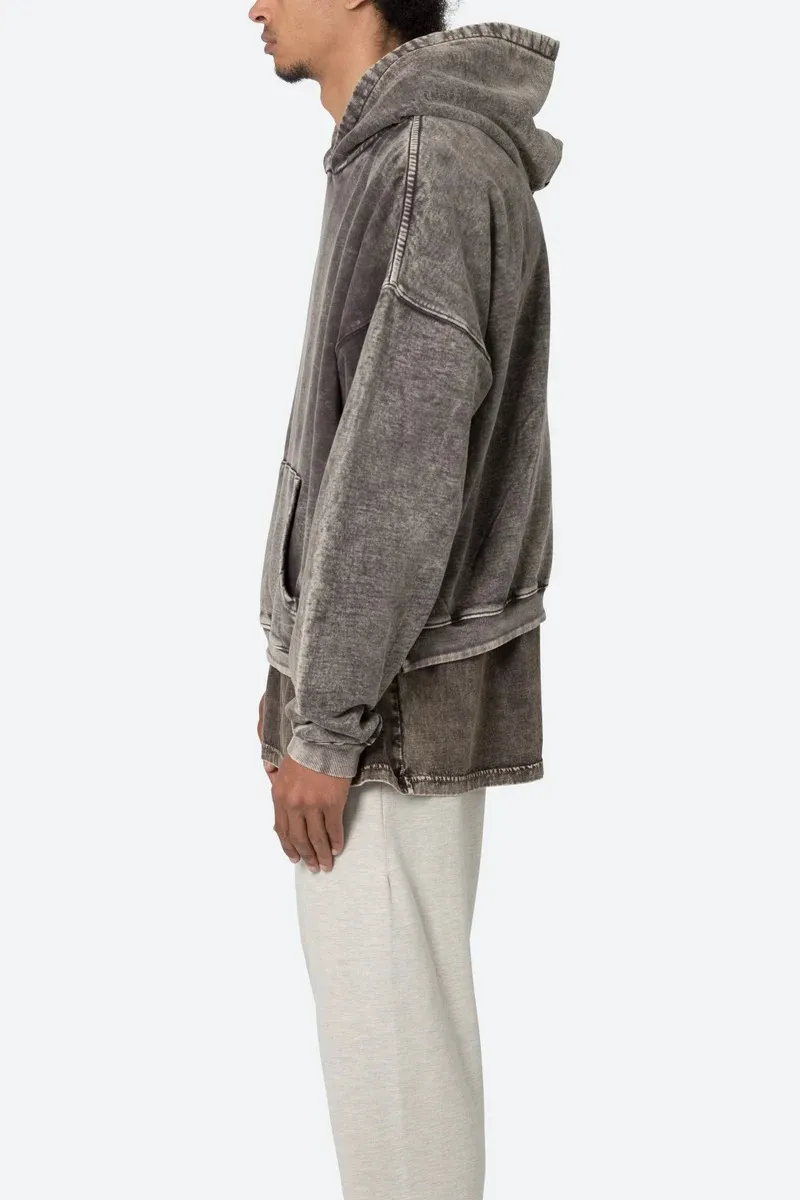 DARK BROWN DISTRESSED HOODIE