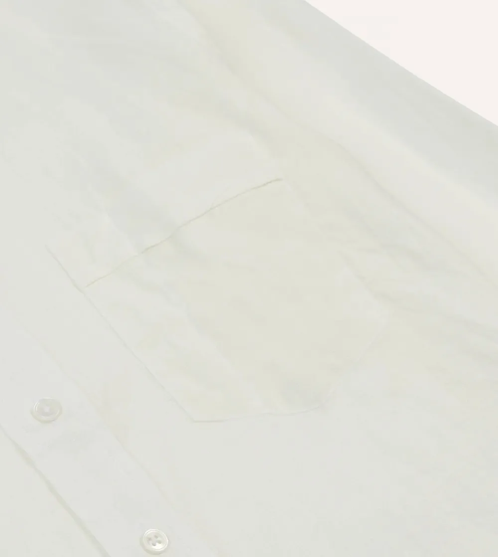 Casual Style Ecru Linen Long Point Collar Shirt