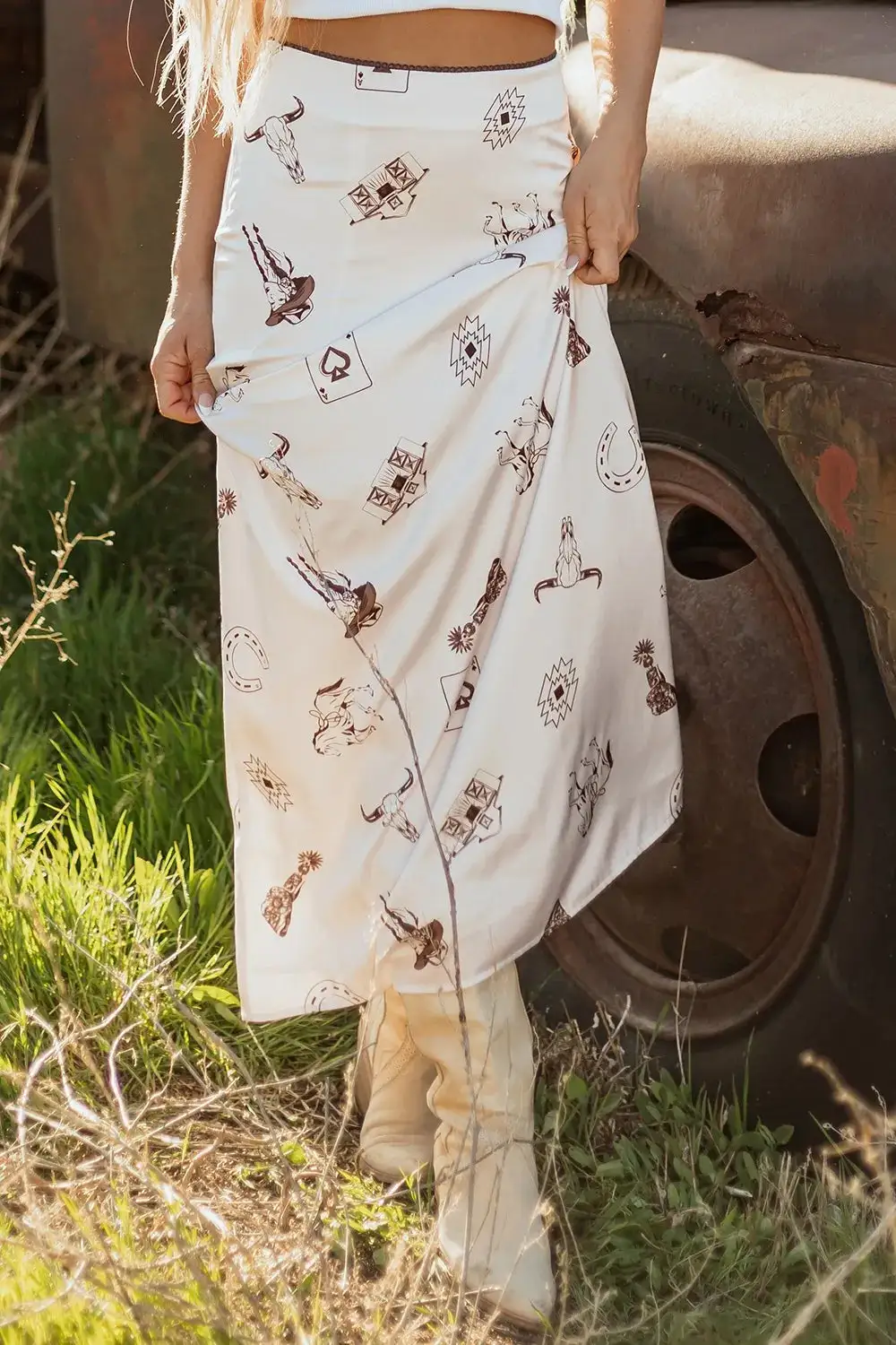 Satin Western Skirt