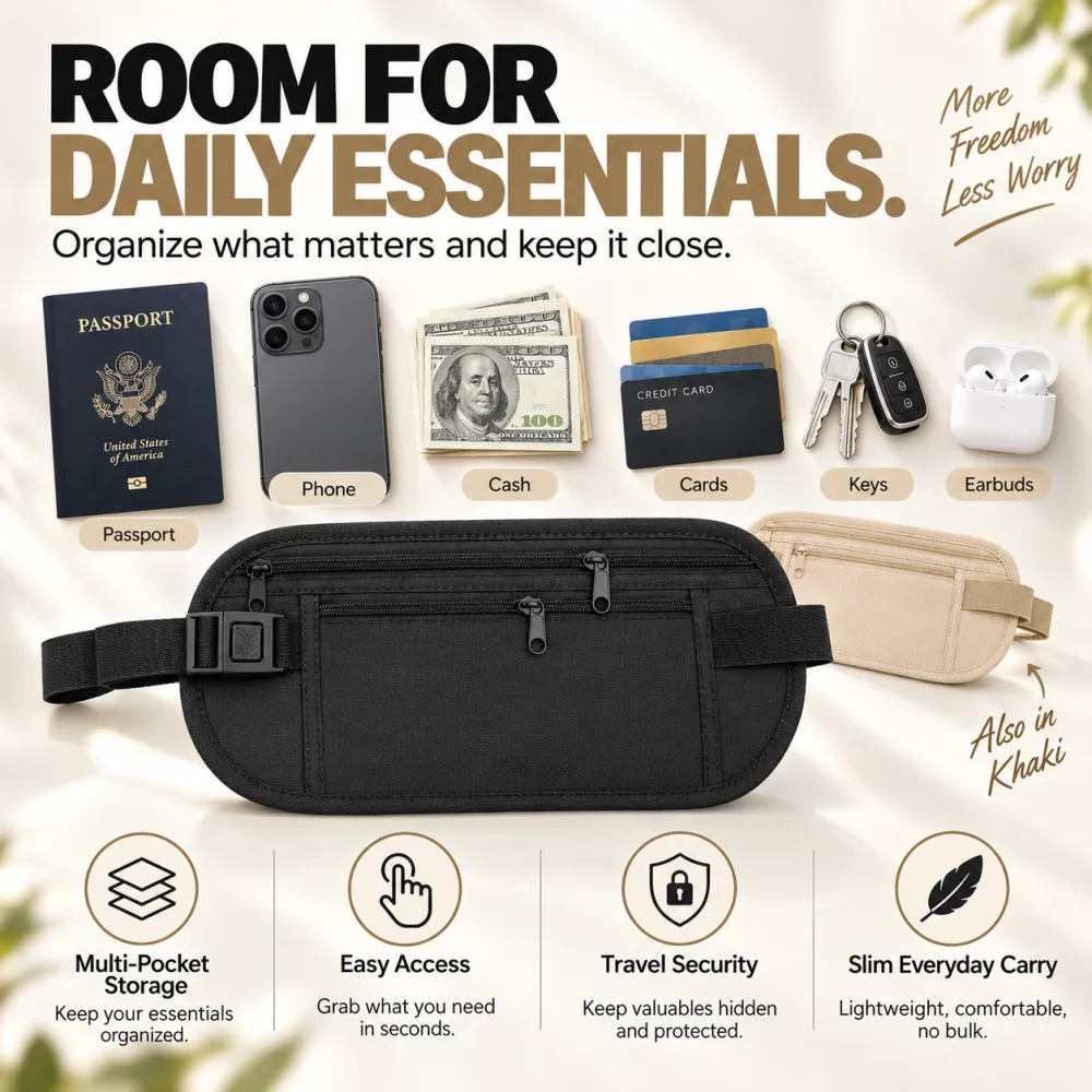 Ultra-Thin Anti-Theft Travel Wallet with Hidden Waist Strap