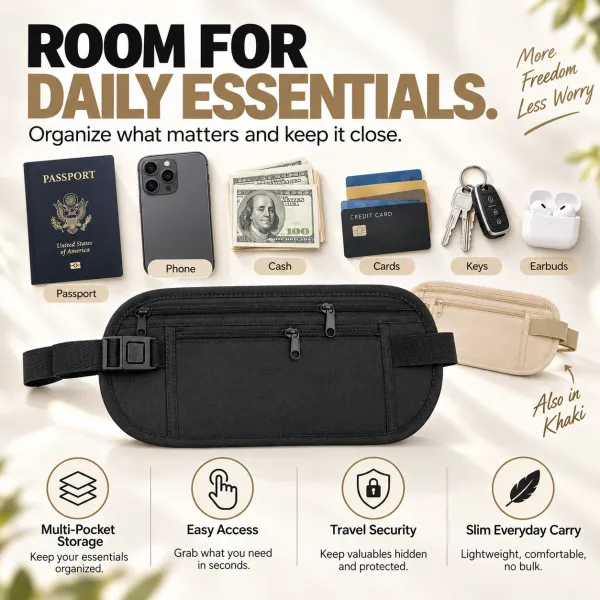 Ultra-Thin Anti-Theft Travel Wallet with Hidden Waist Strap