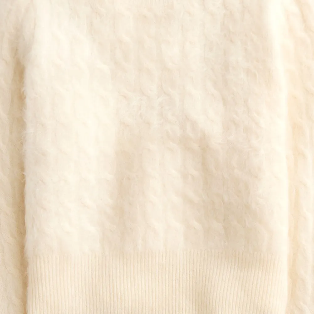 Brushed Cashmere Shrunken Crewneck Sweaters